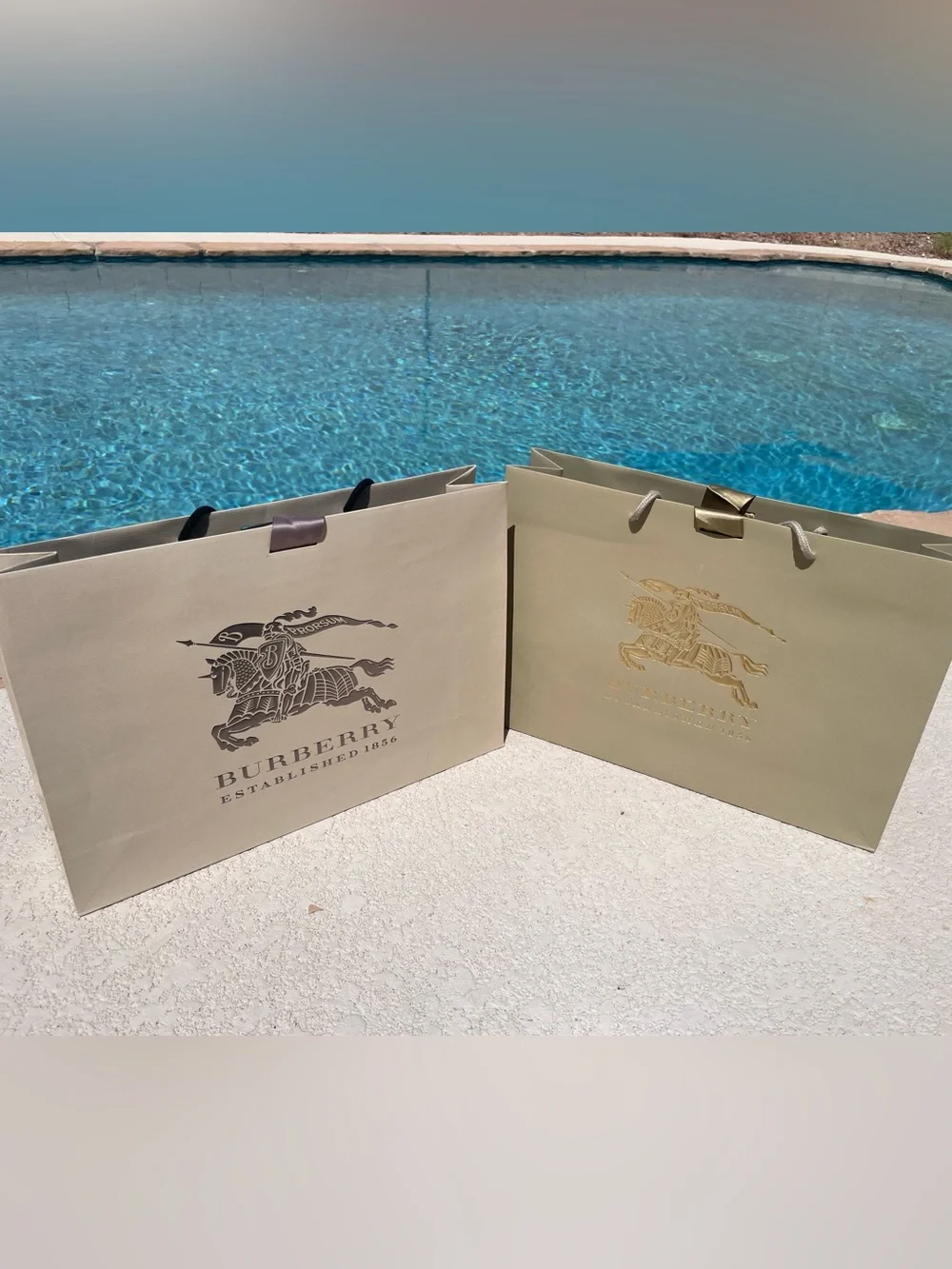 Burberry Equestrian Knight Prorsum Large Luxury Shopping Bags Set of 2